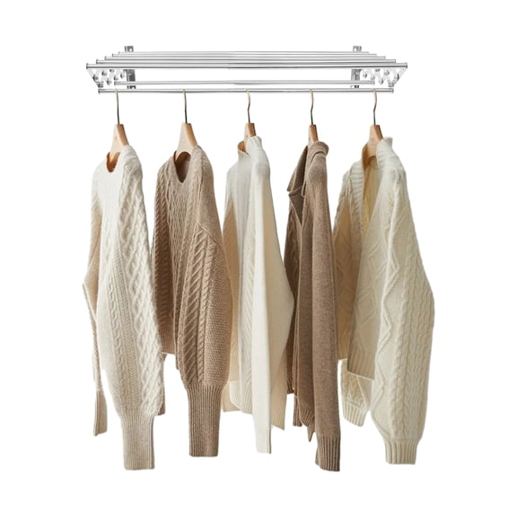 Wall-mounted Clothes Hanger Rack Stainless Steel Laundry Drying Rack Retractable Clothes Rack Silver