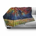 thumbnail image 3 of Nature Soft Flannel Fleece Throw Blanket, Colorful Trees and Falling Autumn Leaves Seasonal Art Picture, Cozy Plush for Indoor and Outdoor Use, 50" x 60", Vermilion Navy Blue, by Ambesonne, 3 of 6