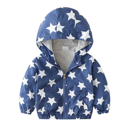 

Toddler Boys Coat Windproof Lightweight Cartoon Kids Hooded Poncho Jacket Windbreaker Outwear Overcoat