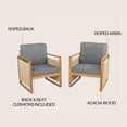 thumbnail image 4 of Gable Mid-Century Modern Roped Acacia Wood Outdoor Patio Chair with Cushions, Gray/Teak Brown (Set of 2), 4 of 9