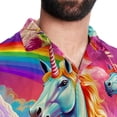 thumbnail image 5 of Robot Unicorn Attack Men's Short Sleeve Printed Poplin Shirt with Spread Collar Tops - Casual Button Down Summer Beach Shirt for Men and Women, 5 of 6