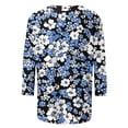 thumbnail image 4 of Staron Liquidation Hauts d'Été pour Femmes Col Rond Manches 3/4 Tunique Basique Imprimé Floral Printemps Été Blouses Fluides, 4 of 5