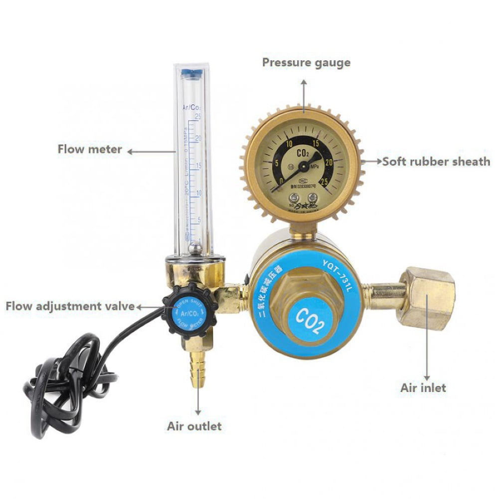Naierhg 36/110/220V Electric Heated CO2 Pressure Regulator Carbon Dioxide Reducer Gauge