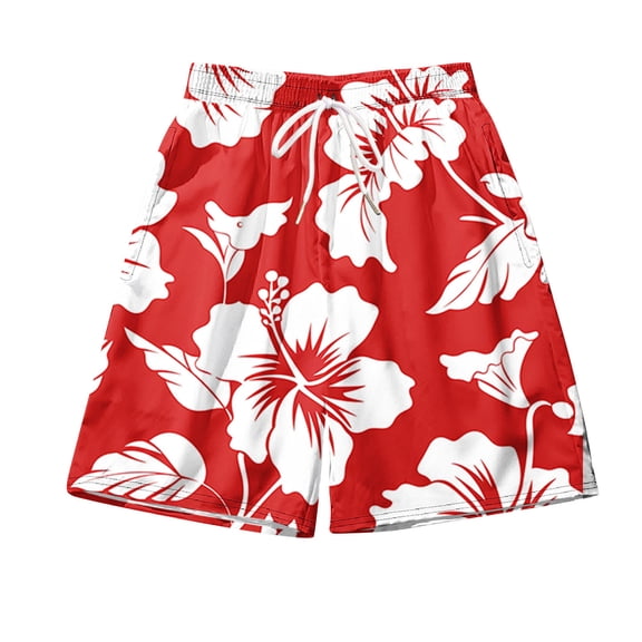 Vivianyo HD Lightweight Breathable Quick Dry Swim Shorts for Men Men Casual Fashion Hawaiian Print Shorts With Pockets Elastic Waist Beach Pants
