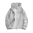 thumbnail image 5 of Mens Windbreak Lightweight Sun Protection Running Jackets with Zip Pocket, Workout Track Hoodie Athletic Gym Sweatshirts Men Gray, 5 of 9
