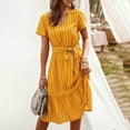 thumbnail image 2 of Plus Size Swing Dresses for Womens 2026 Fashion Summer Solid Color Short Sleeve V Neck Button Elastic Waist Hollow Out Dress, 2 of 7