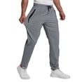 thumbnail image 2 of Hearthz Men's Quick Dry Straight Leg Men Pant Athletic Workout Ice Silk Trousers Stretchy Jogger for Men with Zipper Pockets Gray S, 2 of 5