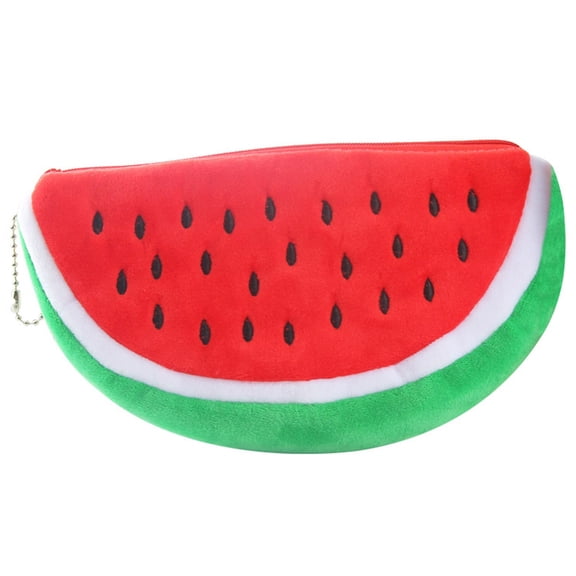 Large Capacity Plush Fabric Pencil Case,Watermelon Plush Stationery Bag