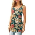 thumbnail image 5 of Summer Saving Usmisi Tank Tops Floral Round Neck Sleeveless T Shirts for Women Button Down Loose Flowy Pleated Swing Vest Tunic Multicolor M Up to 65% off, 5 of 7