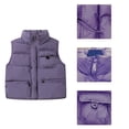 thumbnail image 3 of Chaleco acolchado cálido con capucha para niñas y niños, ropa de abrigo con forro de franela suave y aislante (blanco y morado), 3 of 5