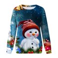 thumbnail image 3 of Chandail en Molleton de Noël pour Femmes Col Rond Pull Chaud Manches Longues Cardigan de Vacances Imprimé Mode Pull Mi-Long, 3 of 4