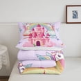 thumbnail image 5 of Manfei Magical Castle Queen Comforter Set,Magic Unicorn Butterfly Comforter Sets Queen,Pink Multicolor,Reversible,3pcs,1 Comforter and 2 Pillowcases, 5 of 8