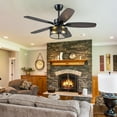 thumbnail image 5 of BayDay 72" Nickel Ceiling Fan with Lights & Remote Modern Style 6 Speeds Quiet Reversible Motor LED Light Adjustable Height for Living Room Bedroom Outdoor Patio Porch, 5 of 8
