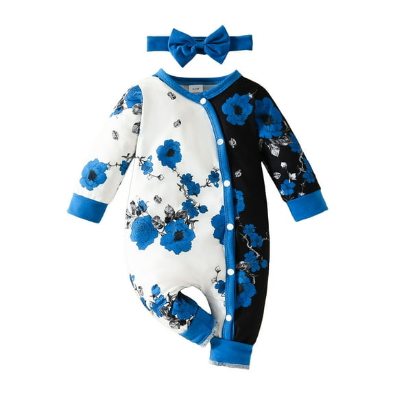 Zshosam Coming Home Romper Girl Baby girls Infant Jumpsuit, One-piece Long Sleeve Coverall Romper Size 9 12 Months,(Blue 9-12 Months)