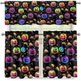 thumbnail image 4 of Halloween Pumpkin Bat Kitchen Curtains with Valance and Tier Sets, 3 Piece Vintage Farmhouse Short Tier Curtain for Kitchen Living Room, 4 of 6