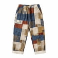 thumbnail image 2 of BUWTTED Pants for Men Retro Vintage Distressed Theme Straight Leg Loose Fit Summer Breathable Color Block Blue Pants L, 2 of 4