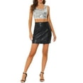 thumbnail image 2 of INSPIRE CHIC Women's Metallic Sequin Crop Top Sparkle Glitter Sleeveless Party Club Tank Top M Silver, 2 of 6