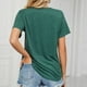 thumbnail image 4 of Bienvenido, camiseta para mujer, manga corta, cuello en V, color puro, informal, para uso diario, para ir al trabajo, compras, verde oscuro, XL, 4 of 6