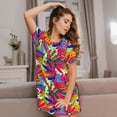 thumbnail image 3 of Fotbe Colorful Bananas Bata de Dormir para Mujer con Estampado, Camisón de Algodón de Manga Corta, Ropa de Dormir Casual, 3 of 6