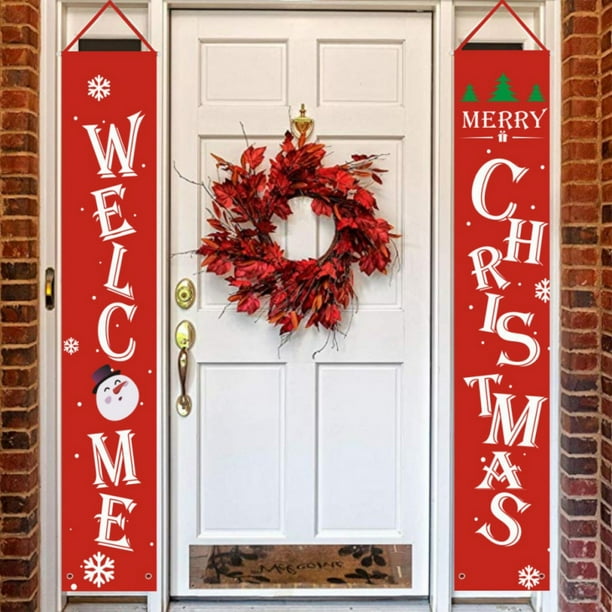 Merry Christmas Banner Christmas Hanging Sign For Outdoor Door Display