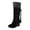 Black, variant on Fesfesfes Black Boots For Women Large-size Fringe Back Zipper Mid-calf Boots Non-slip Chunky Heel Snow Boots 38(US:6.5)