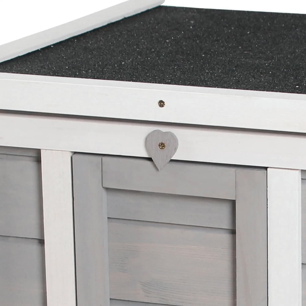 Spaco Small Wooden Rabbit Hutch, Bunny Cage, Guinea Pig Cage Duck House Dog House with Openable & Waterproof Roof, Gray