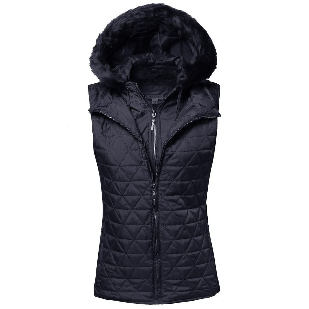 FashionOutfit FashionOutfit Women's Quilted Vest with Detachable Hood