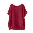 thumbnail image 2 of LADIGASU Women's Summer Solid Color Short Sleeve Shirt Round-Neck Loose Blouses, 2 of 4