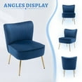 thumbnail image 3 of Modern Velvet Upholstered Accent Chair Set of 2 Mid Century Living Room Chairs with Golden Legs Comfy Armless Chair Wingback Single Sofa Side Chair for Bedroom,Blue, 3 of 6