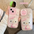 thumbnail image 3 of Funda de teléfono de Hello Kitty para mujer, carcasa protectora de Gel de sílice con espejo de dibujos animados para Iphone 1213Promax, Kawaii, anticaída, 3 of 4