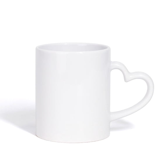 Sublimation Coffee Mugs 11 oz Porcelain Coffee Mug, Classic Heart Handle Ceramic Cup Blank for Latte Cappuccino Tea, Soup, Tea, Milk (Blank, 11 oz)