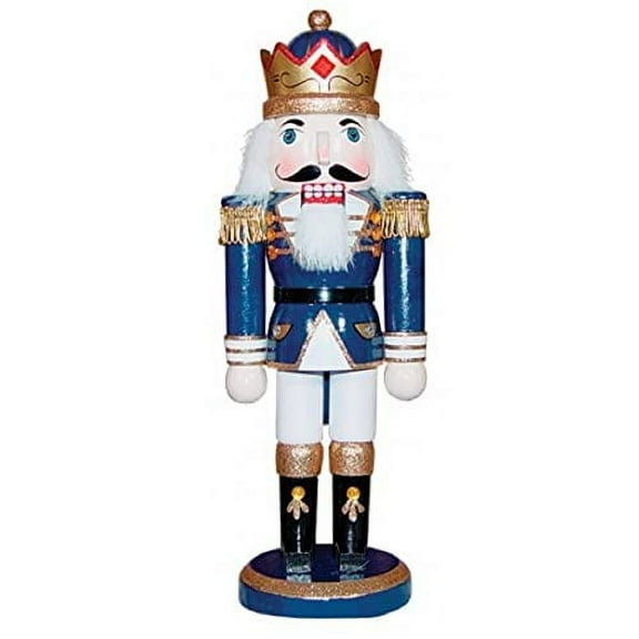 Blue King with Crown Wooden Christmas Nutcracker 10 Inch