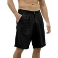 thumbnail image 3 of Franhais Men's Linen Cotton Casual Classic Fit Shorts Flat Front Drawstring Summer Beach Shorts with Pockets, 3 of 5