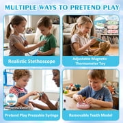 Flybay Wooden Doctor Kit for Toddlers, 45 Pcs Pretend Play Medical Set with Ambulance for Kids Ages 3-6
