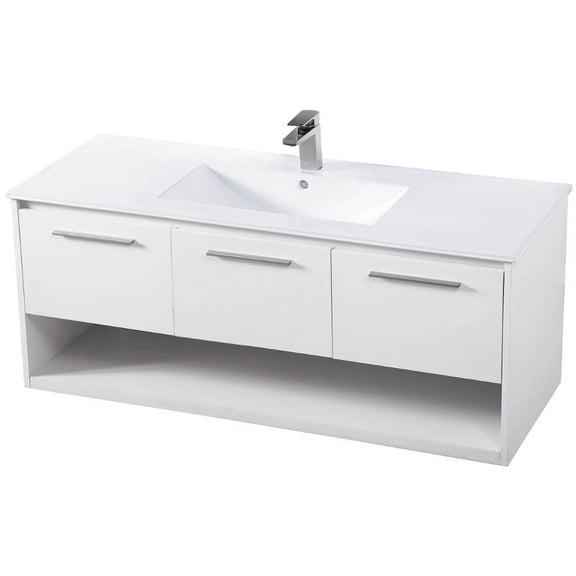 Elegant Decor 48 inch Single Bathroom Floating Vanity in White