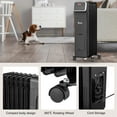 thumbnail image 4 of Oil Filled Radiator Heater with WiFi, 1500W Portable Electric Space Heater with Adjustable Thermostat, Overheat and Tip-Over Protection, 24H Timer, Electric Heater for Indoor use, Black, 4 of 9