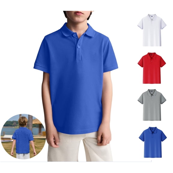 LWavelet Boys Polo Shirts Golf Tennis Quick Dry Shorts Sleeve Kids School Uniform, Back to School Clothes Lightweight Athletic Tops