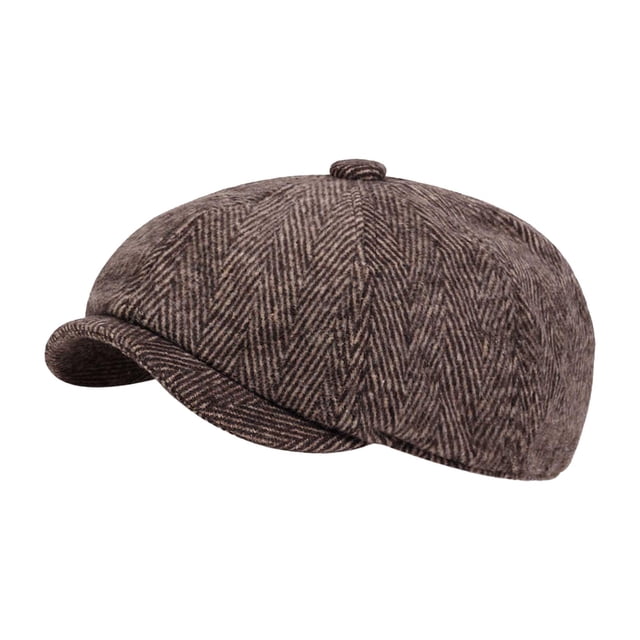 Gorro de , gorro para conducir de taxista, gorro octogonal de otoño informal a la moda, gorro plano para hombre, gorro de vendedor de periódicos Marrón Yinane Sombrero de boina