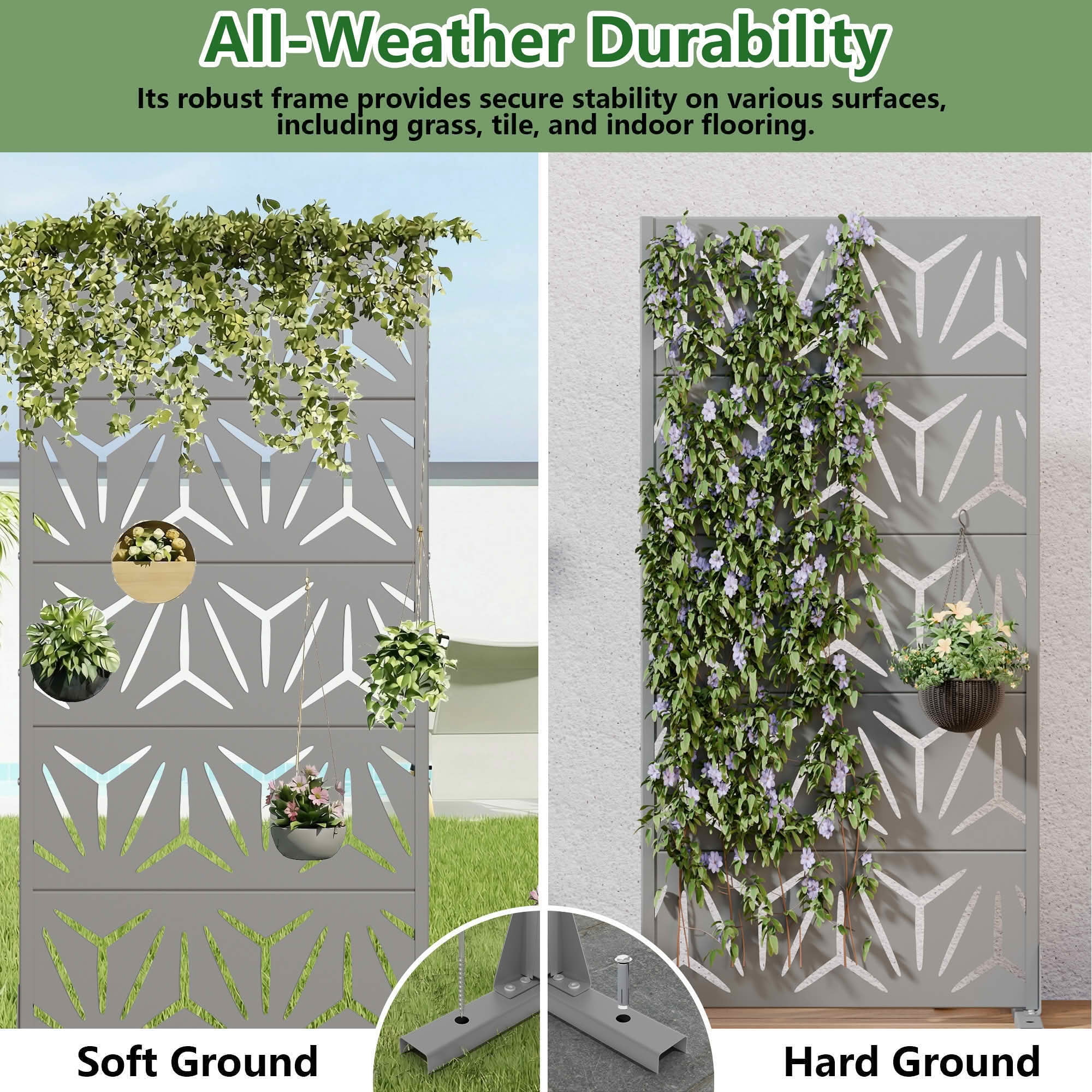 MAYEERTY 59x30 Gray Outdoor Natural Privacy Panel Screen, 5 Piece Set Natural Folding Divider for Backyard and Garden