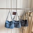 thumbnail image 7 of Sunyuer Women Vintage Washed Denim Crossbody Bag, Multi Pocket Large Capacity Messenger Bag, Casual Adjustable Strap Shoulder Purse, Retro Daily Commute Flap Handbag, 7 of 7