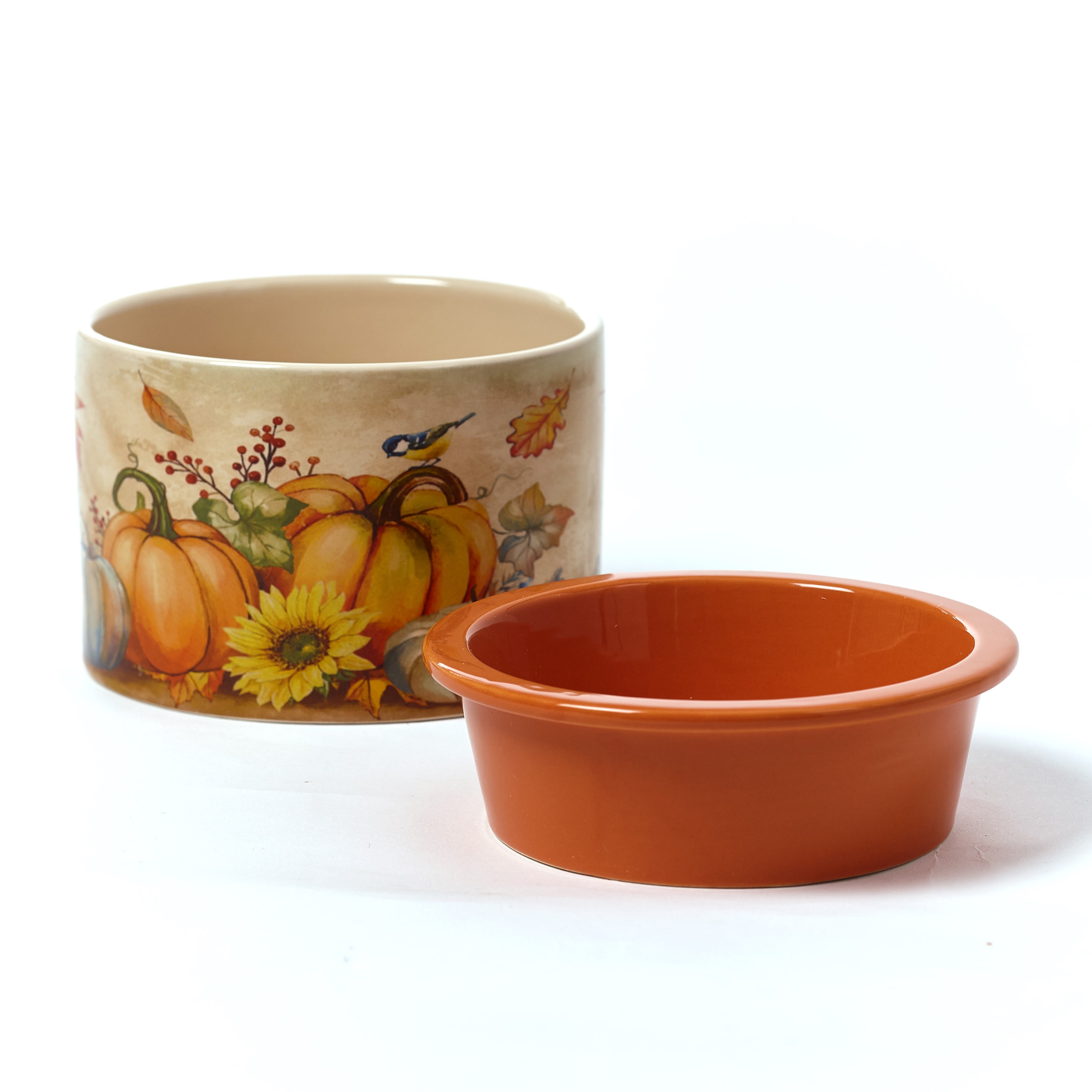 Stoneware Dip Chiller Bowl With Fall Pumpkin Harvest Theme For Thanksgiving Dinnerware Serveware Home Garden