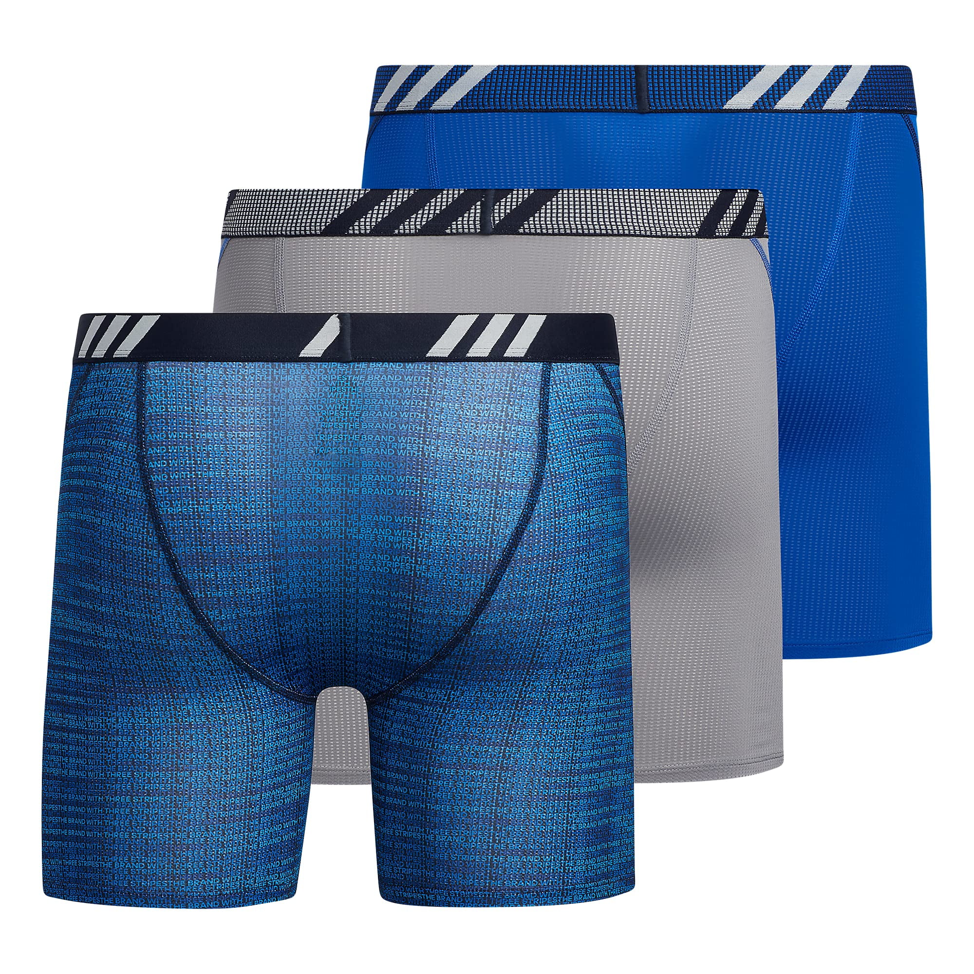 adidas Men's Sport Performance Mesh Boxer Brief Underwear (3-Pack), Illum  Team Royal Blue/Team Royal Blue/Grey, X-Large 