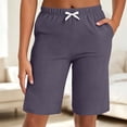 thumbnail image 2 of Byworldtasic Womens Bermuda Shorts Athletic Gym Wide Leg Knee Length Summer Elastic Waisted Pajama Pants with Pocket, 2 of 7