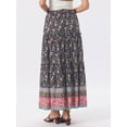 thumbnail image 3 of DARING DIVA Women's Floral Ruffle A Line Tiered Maxi Skirts X-Small Dark Blue, 3 of 6