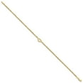 thumbnail image 2 of Auriga 14K Yellow Gold Diamond-Cut Open Heart Rope Anklet 10inch for Women, 2 of 6