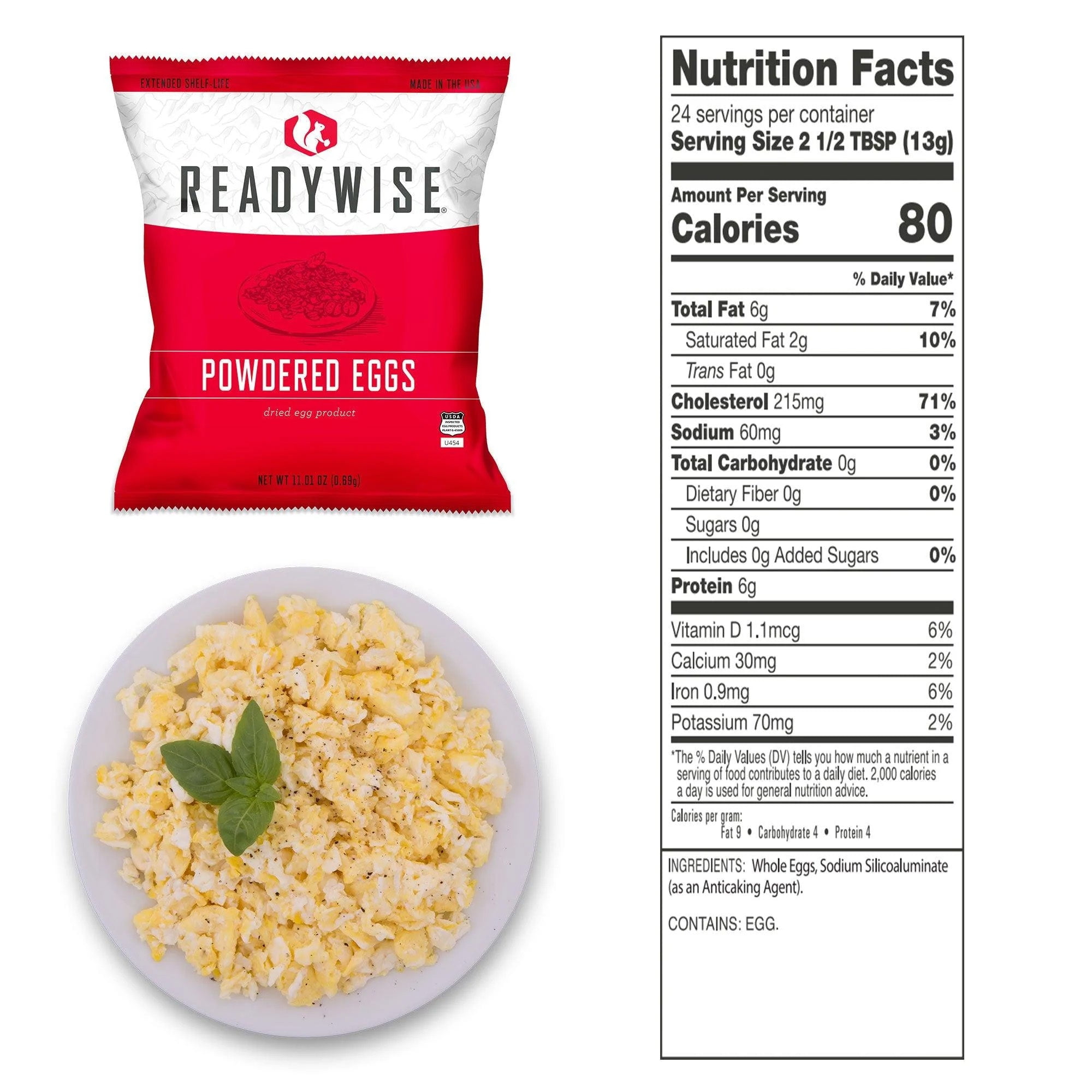 ReadyWise Egg Powder Emergency Food, Freeze-Dried, 144 Servings, Bucket