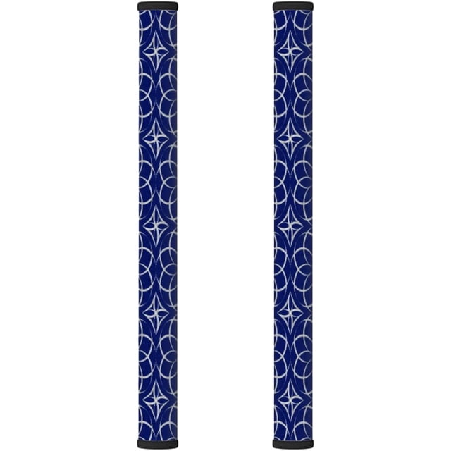 GzLeyigou 2PCS Navy Blue Geometry Refrigerator Door Handle Covers, Microwave Fridge Dishwasher Oven Handle Cover, Keep Kitchen Appliance Clean from Fingerprints Liquid Oil Stain Anti-Skid Decor