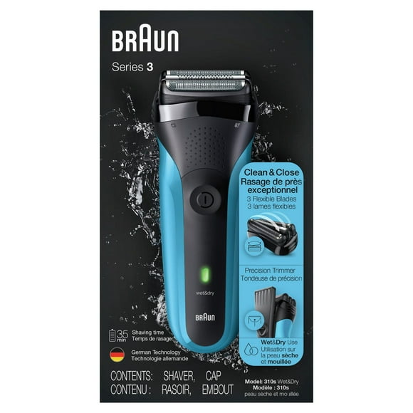 Rasoir électrique rechargeable Braun Series 3 310s peau sèche et mouillée, bleu