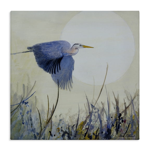 Stupell Industries Rustic Lodge Full Moon & Heron Canvas Art, 17 x 17, by Floy Zittin