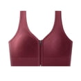 thumbnail image 2 of Feancey Zip Front Sports Bras for Women Wide Strap Casual Workout Yoga Bra Full Coverage Smoothing Underwire Bralettes Seamless Everyday Brassiere Wine Free Size, 2 of 5